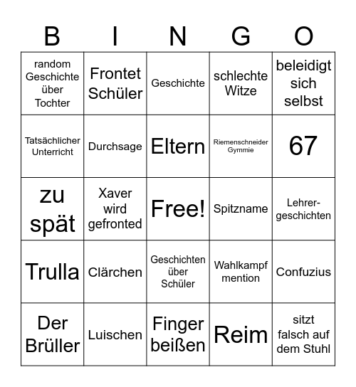 Herr Weyand Bingo Card