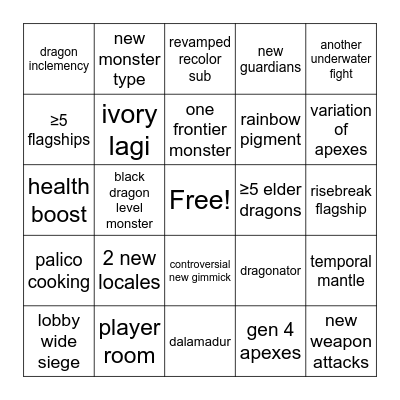 Wilds Expansion Bingo Card