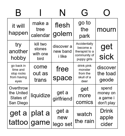 2026 Bingo Card
