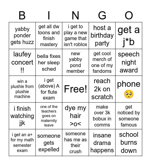 callie's 2026 bingo Card