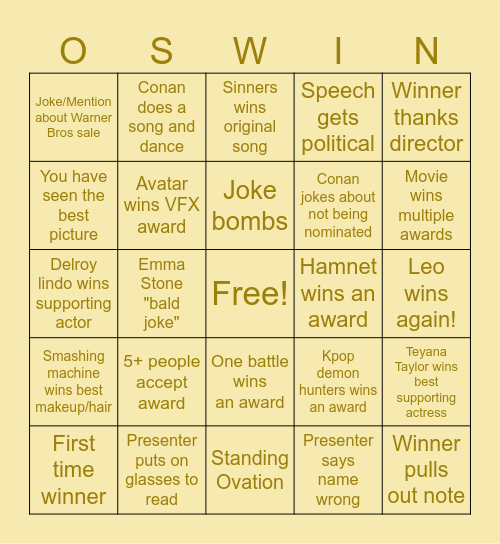 OSWIN Bingo Card