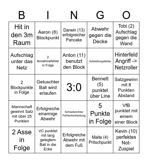 Heimspiel - Wolfenbütteler VC Bingo Card