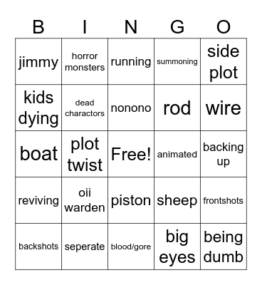 oii warden bingo Card