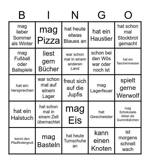 Kennenlernbingo Card