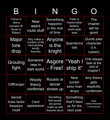 Deltarune ch5 Bingo Card