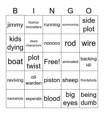 oii warden bingo Card