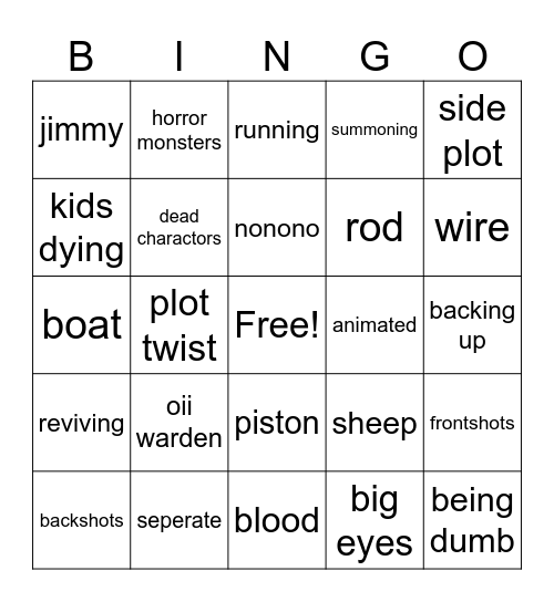 oii warden bingo Card