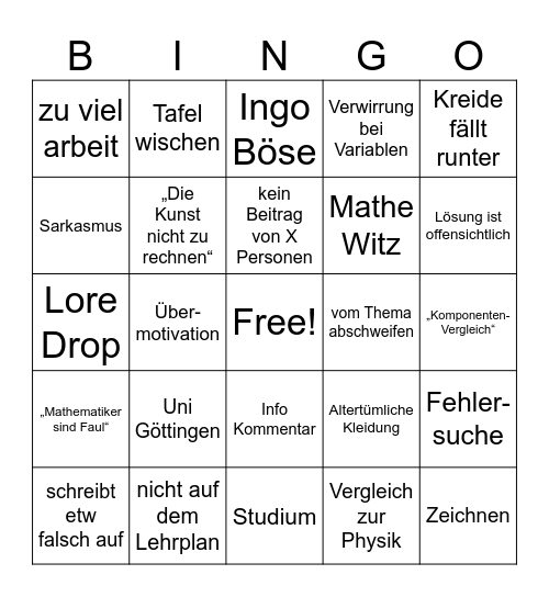Ingo Bingo Card