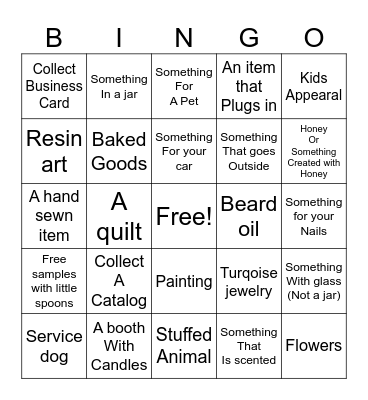 Craft Fair Bingo Card