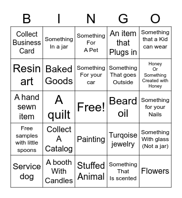 Craft Fair Bingo Card