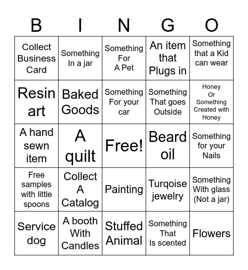 Craft Fair Bingo Card
