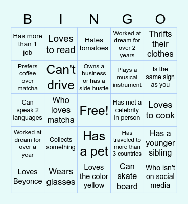 Find Someone Who... Bingo Card