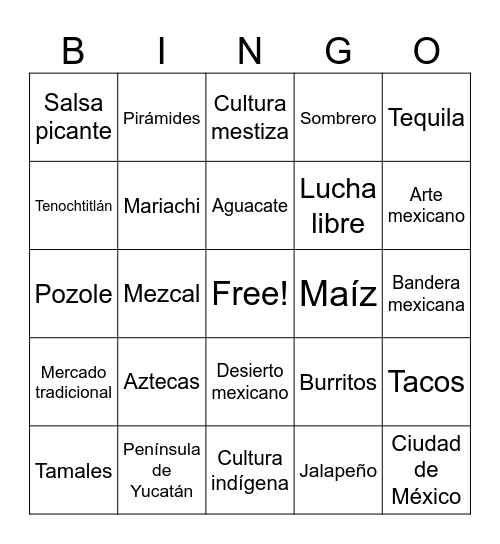 ¿Qué sabes de México? Bingo Card