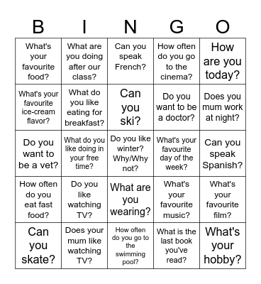 Let's start! Bingo Card