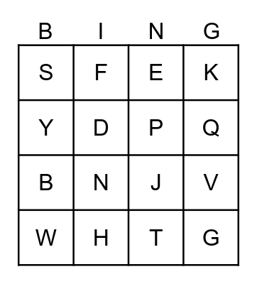 Alphabet Bingo Card