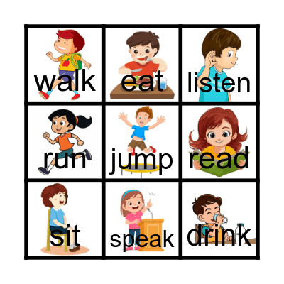 ACTION WORDS Bingo Card