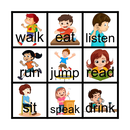 ACTION WORDS Bingo Card