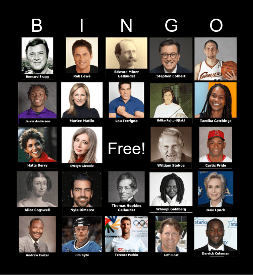 Deaf History Month Bingo Card