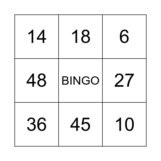 BINGO MATEMATICO Bingo Card