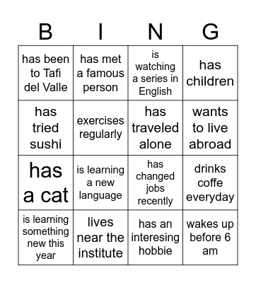 Find someone who... Bingo Card
