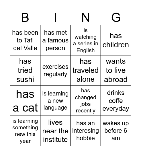 Find someone who... Bingo Card