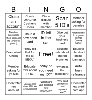 Friday Bingo! Bingo Card