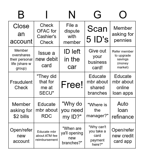 Friday Bingo! Bingo Card