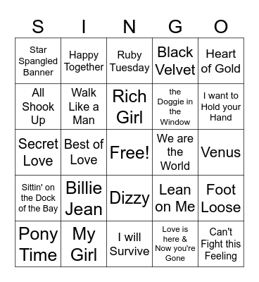 Spring Singo Bingo Card