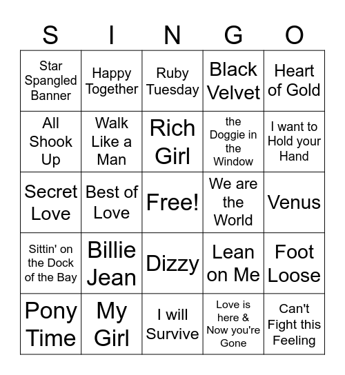 Spring Singo Bingo Card