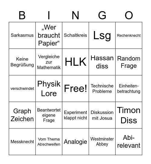 Achim Bingo Card