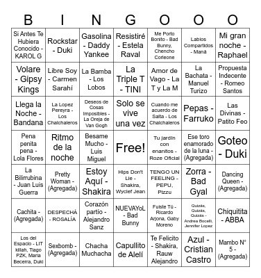 BINGO MUSICAL Bingo Card