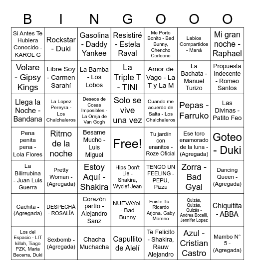 BINGO MUSICAL Bingo Card