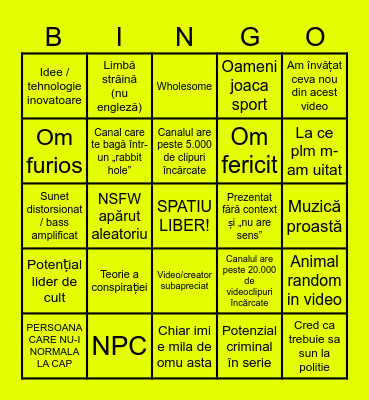 STRANGER JOACA BINGO Card