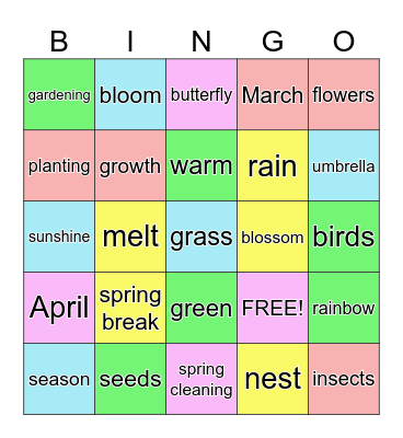Spring Time Bingo Card