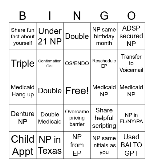 FRIDAY BINGO Card