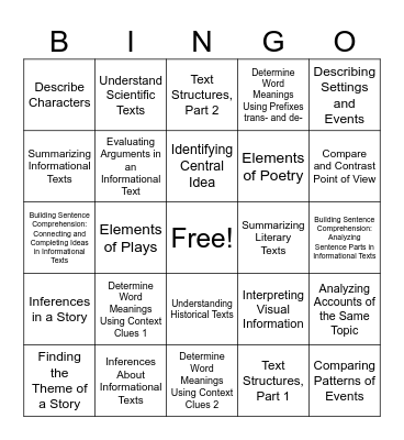 I-READY BINGO Card