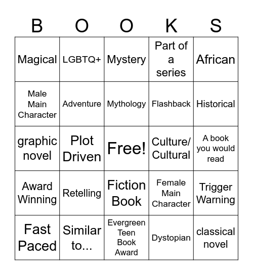 BOOKS Bingo Card