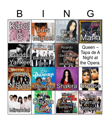 BINGO MUSICAL Bingo Card