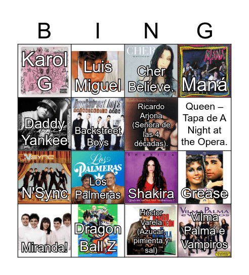 BINGO MUSICAL Bingo Card