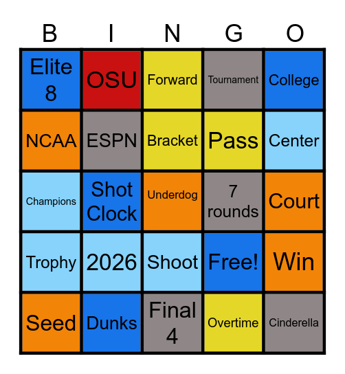 March Madness Bingo Card