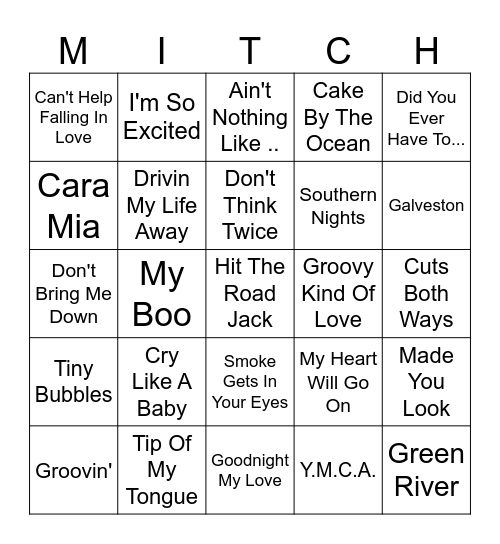 MITCH - DId You Hear The Song? Bingo Card