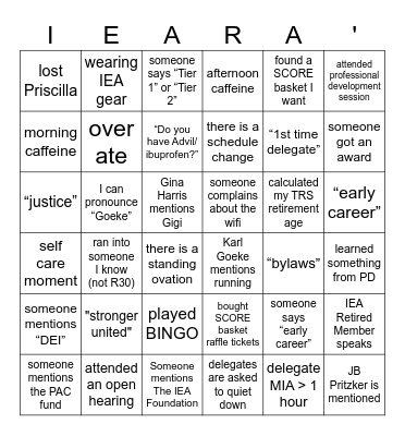 REGION 30 BINGO     THURSDAY 3/12 Bingo Card
