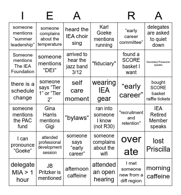 REGION 30 BINGO     THURSDAY 3/12/26 Bingo Card