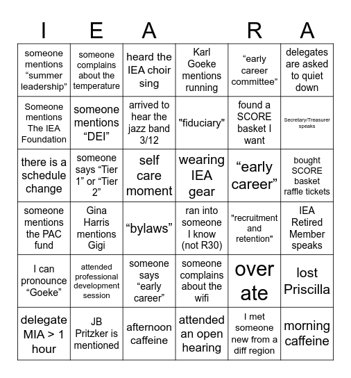 REGION 30 BINGO     THURSDAY 3/12/26 Bingo Card