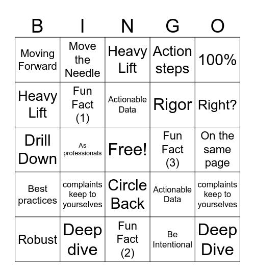 Admin Bingo Card