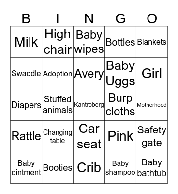 AVERY Bingo Card