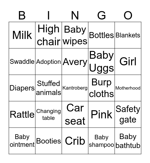 AVERY Bingo Card