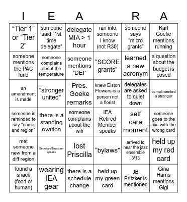 REGION 30 BINGO     THURSDAY 3/13/26 Bingo Card