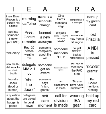 REGION 30 BINGO     FRIDAY 3/13/26 Bingo Card