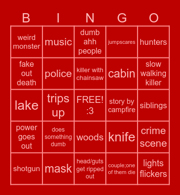horror film :] Bingo Card